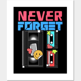 Never Forget Cassette Retro Vintage 60s 70s 80s 90s Posters and Art